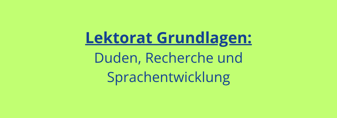 Lektorat Grundlagen